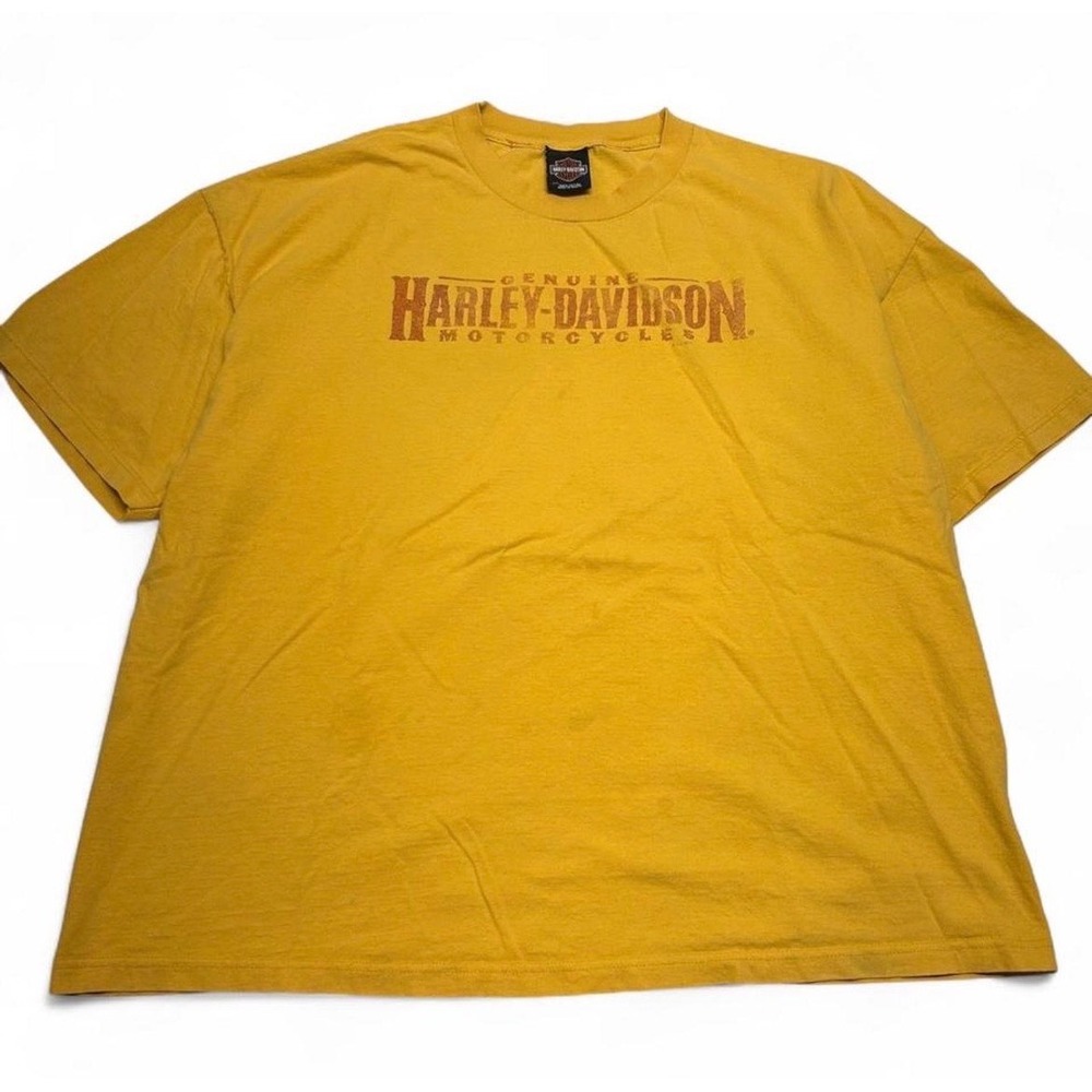 Harley Davidson Asheville NC Graphic T-Shirt Mens XXL Yellow Short Sleeve Cotton